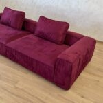 Canapea modulara din microfibra bordo, cu chedere si cusaturi incretite, 280 cm - imagine 2