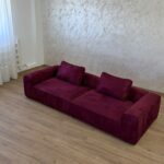Canapea modulara din microfibra bordo, cu chedere si cusaturi incretite, 280 cm - imagine 12