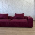 Canapea modulara din microfibra bordo, cu chedere si cusaturi incretite, 280 cm - imagine 10