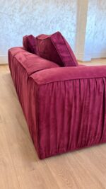 Canapea modulara din microfibra bordo, cu chedere si cusaturi incretite, 280 cm - imagine 3
